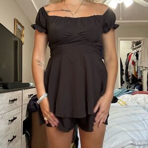 Black Off-Shoulder Romper